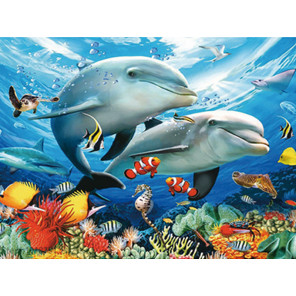  Дельфины в море Алмазная частичная вышивка (мозаика) Molly KM0724