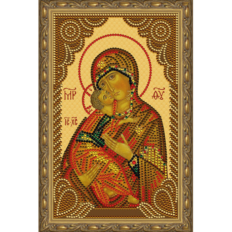  Владимирская Божия МатерьАлмазная 5D мозаика с нанесенной рамкой на подрамнике 20х30 см Molly KM0804