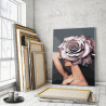 Пример в интерьере Девушка. Цветочная голова - роза Раскраска картина по номерам на холсте AAAA-RS024