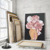 Пример в интерьере Девушка с цветком на голове. Розовые пионы Раскраска картина по номерам на холсте AAAA-RS028-60x80