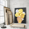 Пример в интерьере Девушка с цветком на голове. Желтые пионы Раскраска картина по номерам на холсте AAAA-RS029-75x100