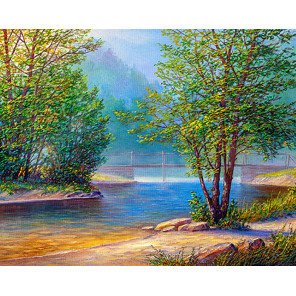  Река в лесу Раскраска картина по номерам на холсте MG2151