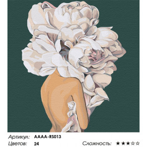  Девушка с цветком на голове на зеленом фоне Раскраска картина по номерам на холсте AAAA-RS013-80x80