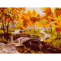 Золотая осень Картина по номерам с цветной схемой на холсте