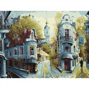 Внешний вид коробки упаковки Улочки старой Москвы Картина по номерам с цветной схемой на холсте KK0611