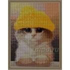 Милый котик Алмазная вышивка (мозаика) Гранни - собранный вариант в рамке