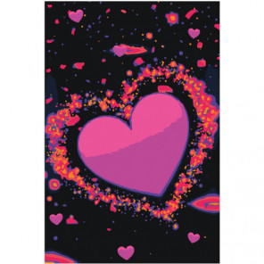 Сердце яркими неоновыми красками 80х120 Раскраска картина по номерам на холсте