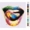 Яркие разноцветные губы Раскраска картина по номерам на холсте
