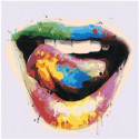 Яркие разноцветные губы 100х100 Раскраска картина по номерам на холсте