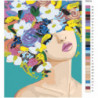 Скромная девушка с цветами на голове 100х125 Раскраска картина по номерам на холсте