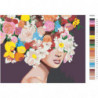 Девушка с пышными цветами на голове 100х125 Раскраска картина по номерам на холсте