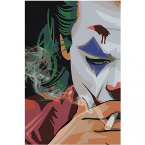 Джокер в сигаретном дыму 80х120 Раскраска картина по номерам на холсте