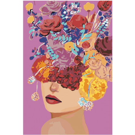 Цветочная голова девушки 100х150 Раскраска картина по номерам на холсте