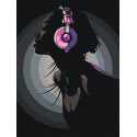 Девушка в ярких наушниках Раскраска картина по номерам на холсте с неоновыми красками