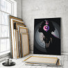 Пример в интерьере Девушка в ярких наушниках Раскраска картина по номерам на холсте с неоновыми красками AAAA-RS011