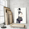 Пример в интерьере Девушка в полосатом платье Раскраска картина по номерам на холсте с неоновыми красками AAAA-RS046-60x80