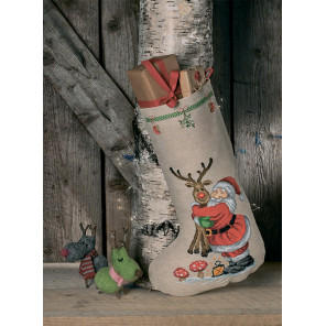 Санта и олень Набор для вышивания сапожка для подарков PERMIN