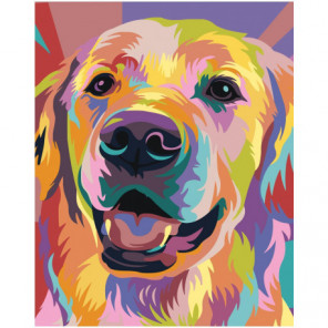 Разноцветная морда собаки Раскраска картина по номерам на холсте