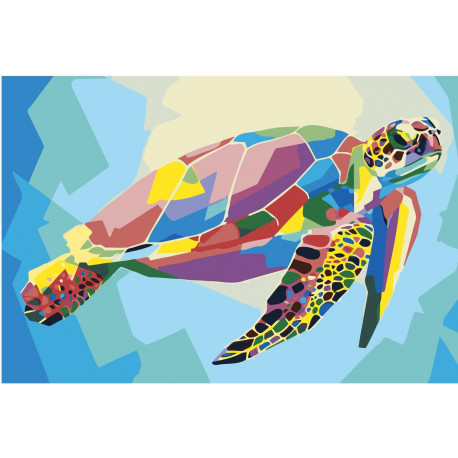 Радужная черепаха 80х120 Раскраска картина по номерам на холсте  RA366-80x120 купить в Краснодаре