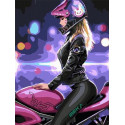 Девушка на мотоцикле Раскраска картина по номерам на холсте