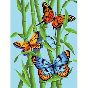 Бабочки и бамбук Алмазная частичная вышивка (мозаика) Живопись по номерам