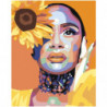 Девушка с желтым цветком 100х125 Раскраска картина по номерам на холсте