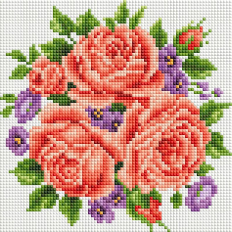  Розы и фиалки Алмазная вышивка мозаика без подрамника Белоснежка 459-ST-PS