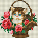 Котёнок в корзинке Алмазная вышивка мозаика без подрамника Белоснежка