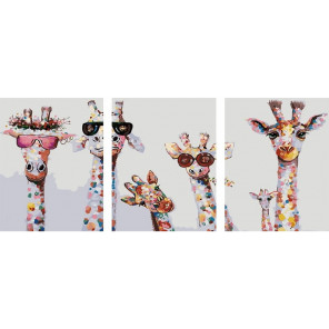  Забавные жирафы Триптих Раскраска картина по номерам на холсте РХ5284