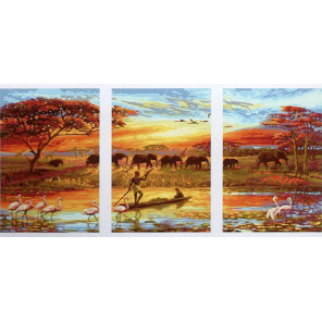 Сложность и количество цветов Африка Триптих Раскраска картина по номерам на холсте РX5166