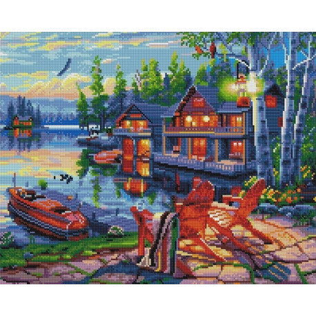  Дом у озера Алмазная вышивка мозаика на подрамнике GF2925