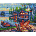 Дом у озера Алмазная вышивка мозаика на подрамнике