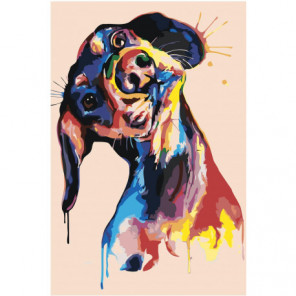 Радужная собака поп-арт Раскраска картина по номерам на холсте