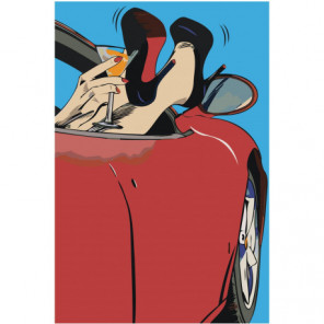 Каблуки, мартини и авто 100х150 Раскраска картина по номерам на холсте