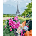Французский багет и вино Раскраска картина по номерам на холсте
