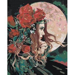 Пример в интерьере Девушка и луна Раскраска картина по номерам на холсте AAAA-RS034-80x100