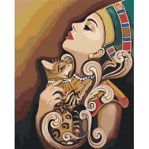  Египет. Девушка и кошка Раскраска картина по номерам на холсте с металлическими красками AAAA-RS056-80x100