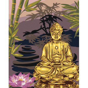  Золотой будда Раскраска картина по номерам на холсте с металлическими красками AAAA-RS057-80x100