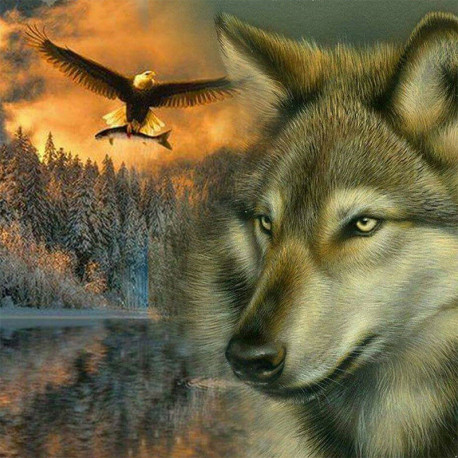  Волк и орёл Алмазная мозаика вышивка на подрамнике Molly KM0897