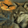 Пример выложенной мозаики Волк и орёл Алмазная мозаика вышивка на подрамнике Molly KM0897