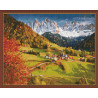 Пример выложенной мозаики Осень в Альпах Алмазная мозаика вышивка на подрамнике Molly KM0655