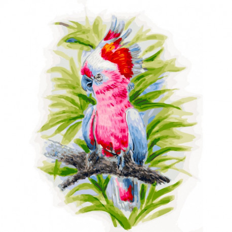  Розовый попугай Раскраска картина по номерам на холсте 361-AS