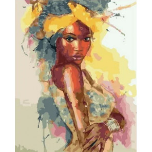 Сложность и количество цветов Портрет африканки акварелью Раскраска картина по номерам на холсте MCA1106