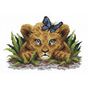 Львенок в траве Канва с рисунком для вышивки МП Студия