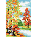 Осенний лес Канва с рисунком для вышивки МП Студия