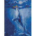 Встреча с китом в полнолуние 30х40см Алмазная мозаика вышивка на подрамнике