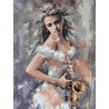  Саксофонистка Раскраска картина по номерам с цветной схемой на холсте Molly KK0682