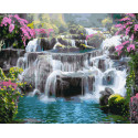 Тропический водопад Раскраска картина по номерам на холсте