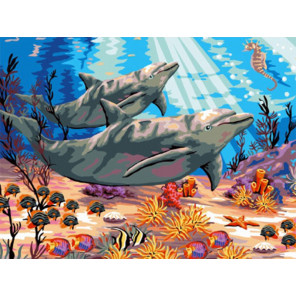  Красочный мир дельфинов Раскраска картина по номерам на холсте EX5621