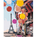 Девушка с воздушными шарами в Париже Раскраска картина по номерам на холсте